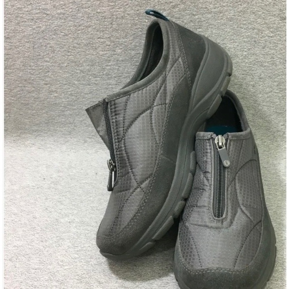 Lands End Womens All Weather Zip Front Suede Insulated Winter Shoes Gray 8.5 B